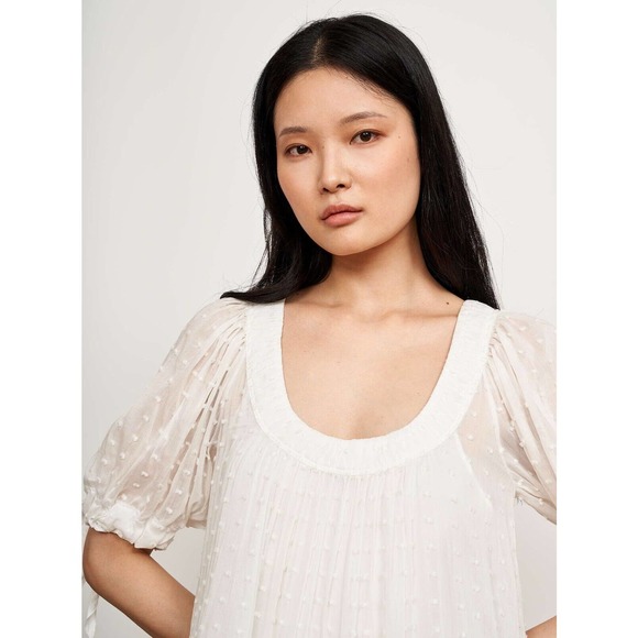 La Ligne NWT White Ballon Sleeves Clara Dot Swiss Dress Size M - Picture 3 of 11